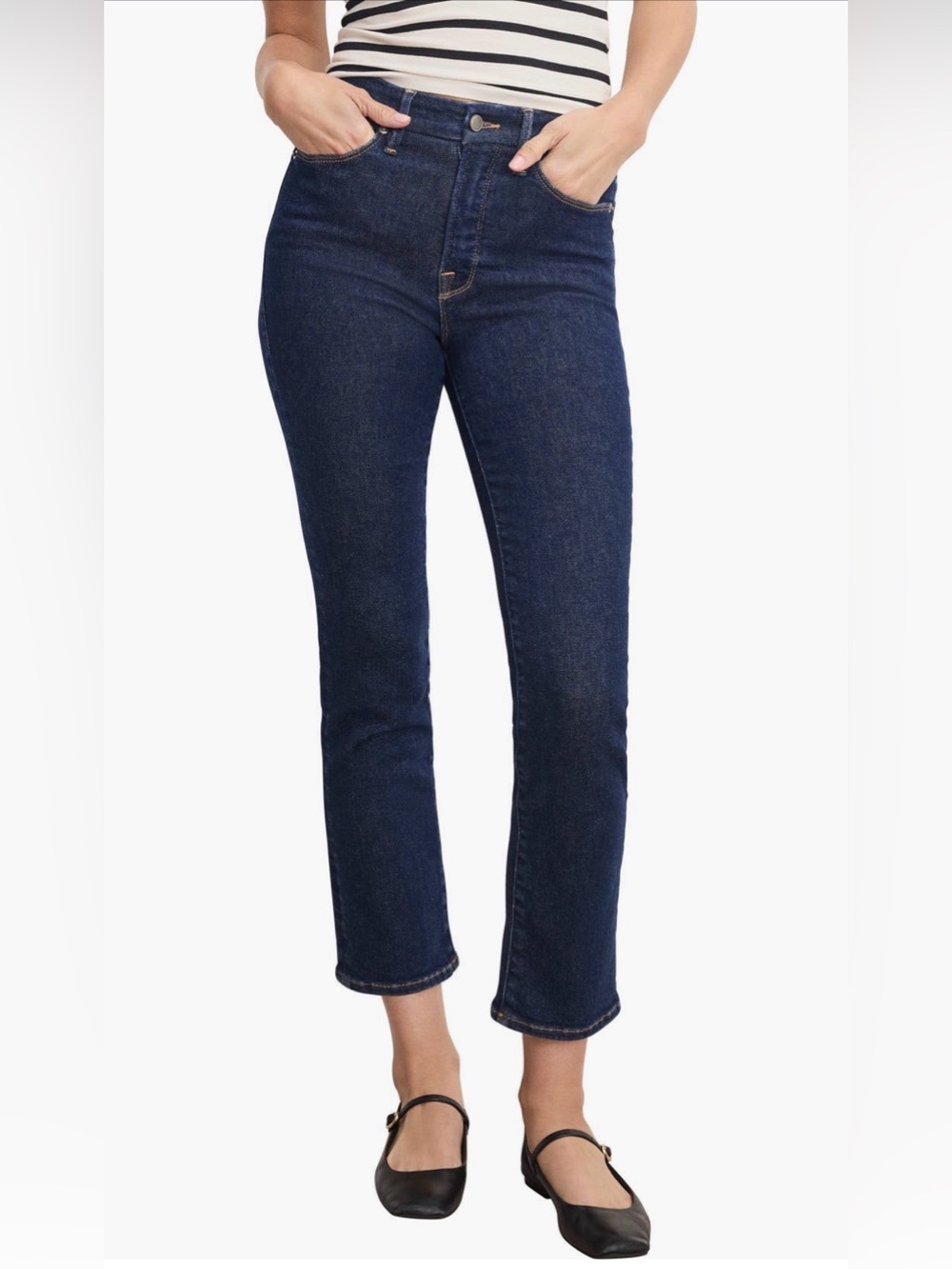 Good American Good Legs Ankle Jeans Indigo High Rise Straight Size 8